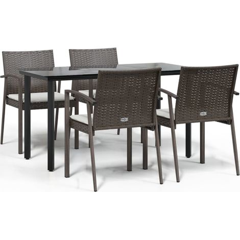 Maison Exclusive - Juego comedor jardín 5 piezas y cojines ratán (1/5)