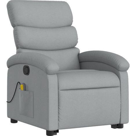 Poltrona relax TV funzione massaggio reclinabile 6 punti massaggio in tessuto grigio chiaro DEC026910