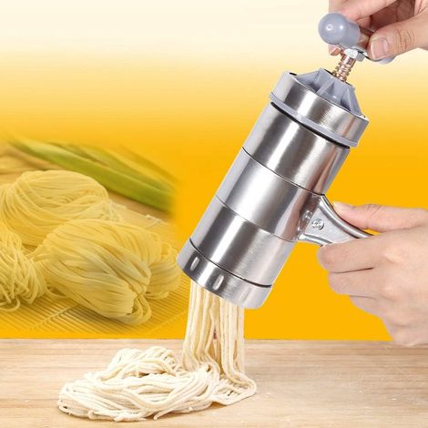 Manuelle Nudelmaschine, tragbare Nudelmaschine, Nudelpresse aus Edelstahl, italienische Nudelextrusionsanlage für den Heimgebrauch und Restaurants. (1/5)