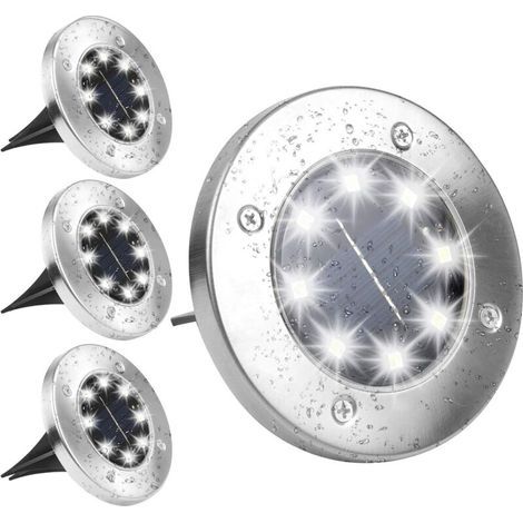 Lampe Solaire Extérieure Blanc Froid 6000K Lot de 4 Étanche IP65 Solaire Encastré Allée Lumière Jardin Patio Cour Pelouse - RW (1/4)