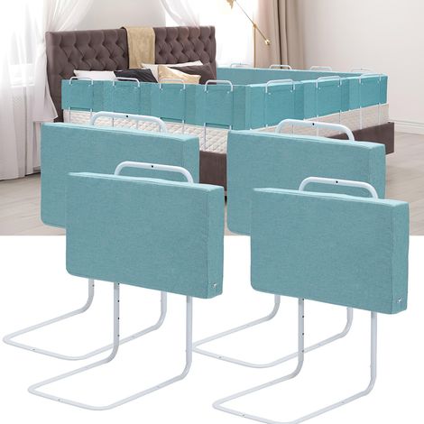 Wolketon 4x50cm Barrières de Lit Bébé, 200cm Barriere de Securite Enfant Lit, Réglable En Hauteur, armature de lit pour les tout-petits,Vert 28cm
