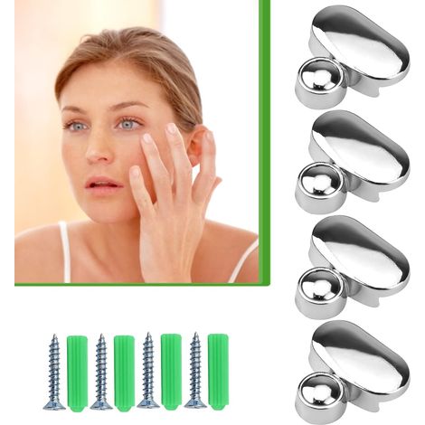 4 Pcs Glass Clamp, Zinc Chrome Mirror Fixing 3-5 mm Mirror Bracket Kit with Stainless Steel Screws and Washers, Fixing Brackets for Bathroom, Living Room, Public Places (1/5)