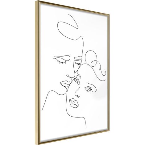 Affiche Murale Encadrée "Soulmates" 30 x 42 cm Or