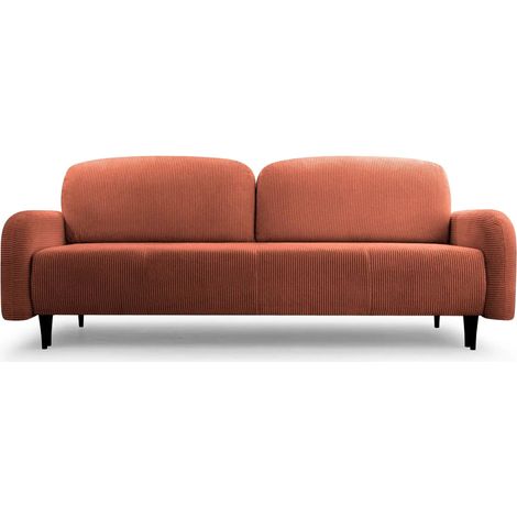 ROXANE - Canapé droit convertible tissu bouclette 2 places - Terracotta (1/5)