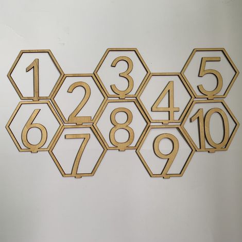 Chiffres En Bois - Numéros 1 À 20 - Forme Hexagonale Creuse - Décoration Intérieure - Pour Étagères Table Cheminée - Lot De 20 Pièces