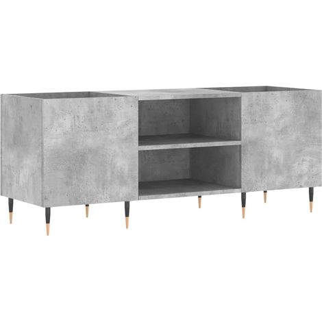 Armadio per dischi classico moderno 121 x 38 x 48 cm grande capacità finitura stabile in legno grigio cemento 020049088