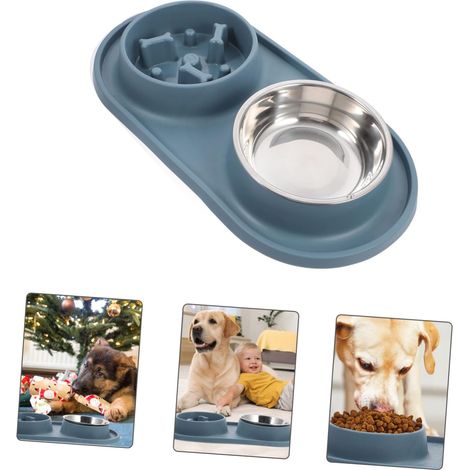 Pet Bowl Antidérapant pour Et Chiens Double Anti-obésité avec Design De Ralentissement pour Alimentation