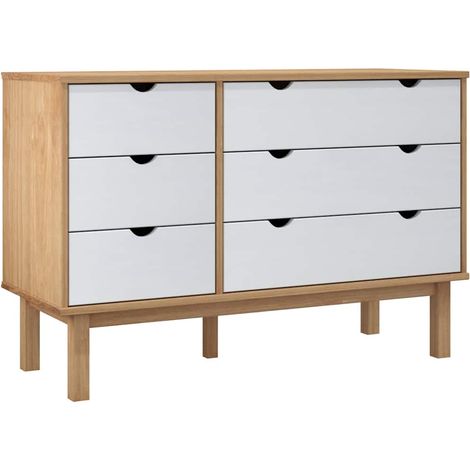 Maison Exclusive - Cassettiera OTTA Marrone e Bianco 111x43x73,5 cm Legno di Pino (1/5)