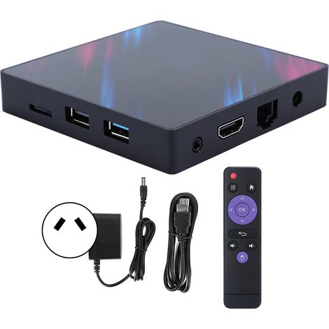Lecteur Internet TV Box Double WiFi Bluetooth, Boîtier Android 9.0 4+32G AU, Commande Vocale, 100-240V (1/5)