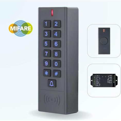 Clavier de contrôle d'accès sans fil S7 étanche à codes et badges RFID MIFARE