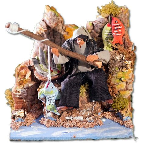 Pescatore con Movimento 15cm figura 17x17x16cm