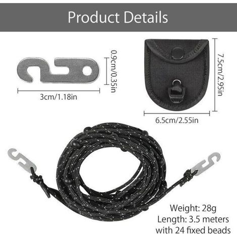Étendoir à linge rétractable - Étendoir mural - Étendoir à linge rétractable d'extérieur - Étendoir portable de 3 m - Femeo (1/5)