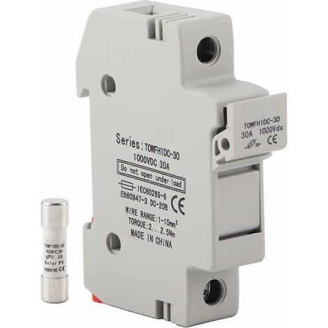Support de fusible pour montage sur rail DIN, dispositifs de distribution et de commande d'énergie TOWFH1DC 1000VDC 1P3A