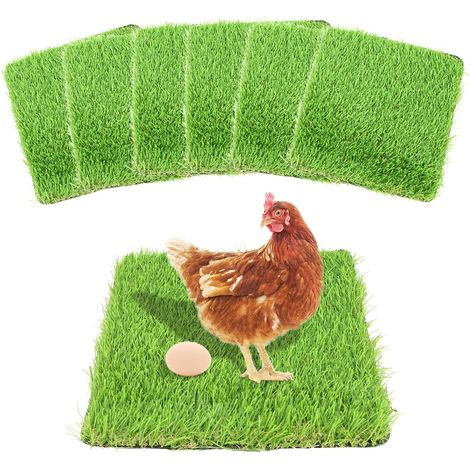 Lot de six tapis pour nichoir à poules douze pouces sur douze pouces en herbe artificielle lavable pour poulailler (1/5)