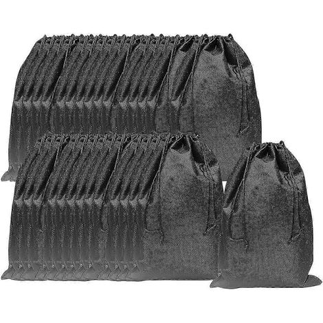 Lot de 30 sacs de voyage multifonctionnels en non-tissé avec cordon de serrage, parfaits pour ranger les jouets et chaussures des enfants.-Black 15x20cm