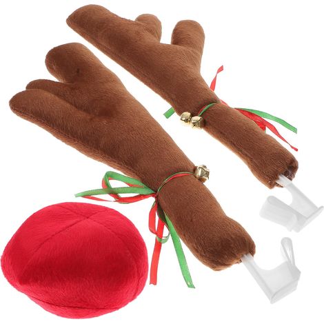 Décoration de Voiture de Noël Bois de Renne Gonflable Marron en Tissu Oxford et Flanelle (1/5)
