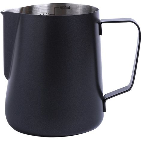 350 ml Milchkännchen aus Edelstahl schwarz geeignet für Kaffee und Milchaufschäumer tragbarer Milchaufschäumer mit Messskala Barista-Zubehör für (1/5)