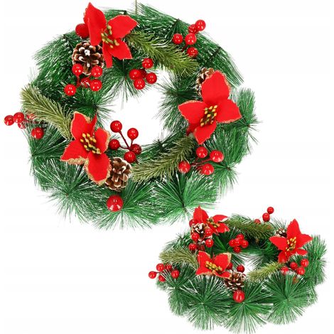 GHIRLANDA LED LUMINOSA DECORAZIONE NATALIZIA PER PORTE 30 CM GRANDE DECORATIVA &43 PINI 