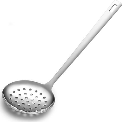 Küchen-Schaumlöffel mit geteiltem Löffel – Schaumlöffel aus Edelstahl zum Abschöpfen von Nudeln/Kochen/Braten, langlebiges, rostbeständiges Küchenutensil (1/5)