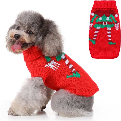 1 pull de Noël pour chien, en laine, taille M à XXL, vêtement d'hiver tricoté, manteau chaud classique pour chiots et chats (1/5)