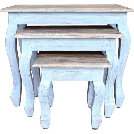Ensemble de 3 pcs Tables gigognes,Tables d'appoint,Table basse Bois de récupération massif CFW67265 (1/5)