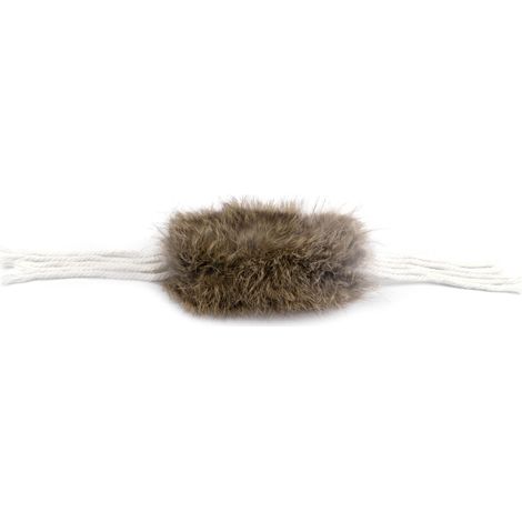 Jouet pour chat en fourrure de lapin avec franges en laine, mini fourrure véritable, fait à la main, pour les chats de tous âges (1/4)