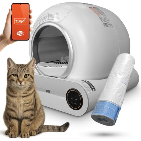 Bac à litière pour chat Tuya Smart WiFi autonettoyant automatique avec ionisation PIR (1/5)