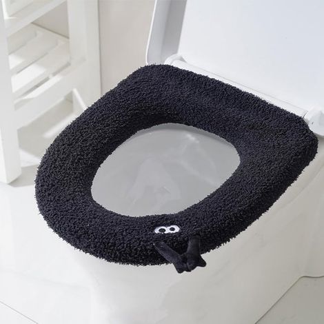 Weicher WC-Sitzbezug mit schwarzem 3D-Monstermotiv – Warmer, bequemer WC-Sitzschutz mit Griff für einen verspielten Touch im Badezimmer (1/5)