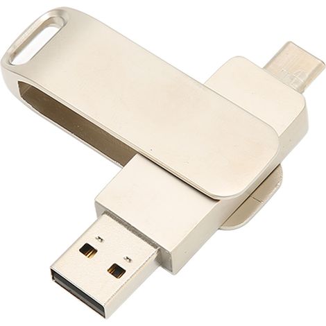 Clé USB 3.0 Type-C Double Métal Rotative 64 Go Argent - Stockage Photos Tablettes Portable