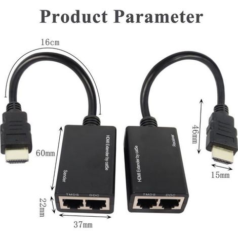 Rj45 À Hdmi Extendeur Adaptateur 1080P Sur Rj45 Cat 5E Ethernet Câble Extension Étendue Hdmi Signal Amplificateur30M/100Ft, E[F70] (1/4)