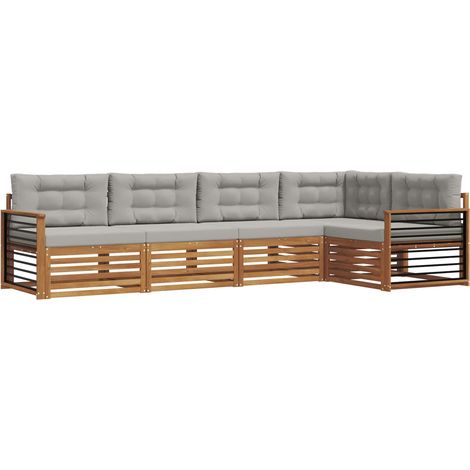 Outdoor Sofa Set with Cushion 5 pcs Natural and Light Grey vidaXL (1/5)