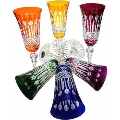Verres à champagne en cristal coloré 150 ml, style français (1/5)