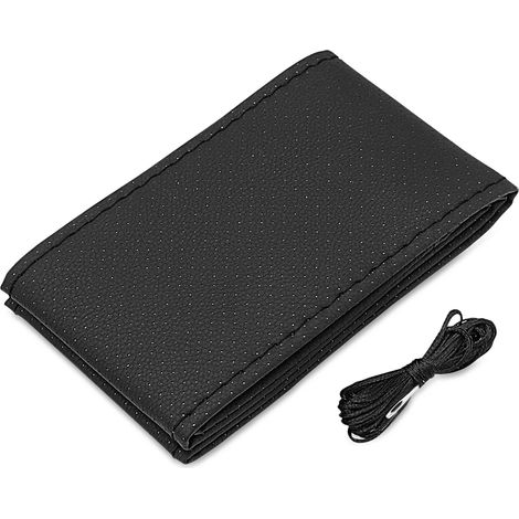 Housse de volant en cuir noir compatible avec Renault Clio, Megane, Scenic, Twingo, Kangoo, Master, Kwid, Symbol, Trafic, Kaptur et Kadjar. (1/5)