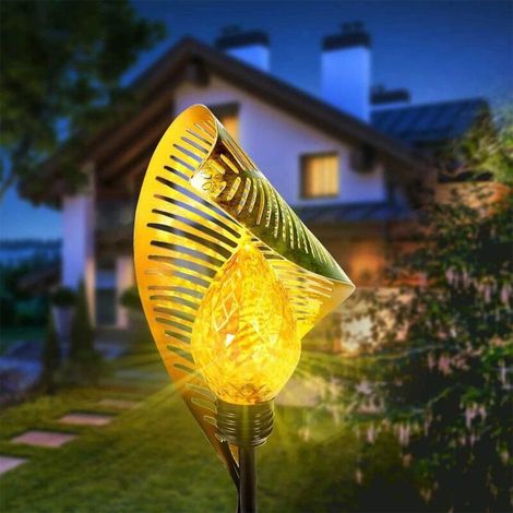 Lampe solaire LED en forme de feuille pour jardin et aménagement paysager (1/5)