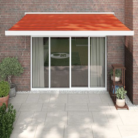 Auvent rétractable Store banne Marquise orange et marron 3,5x2,5m tissu et aluminium NDTN7042144 (1/5)