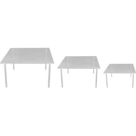 Ensemble de 3 présentoirs carrés en acrylique transparent pour gâteaux, pizzas et desserts, parfaits pour Noël, mariages, anniversaires, baby showers et goûters. (1/5)