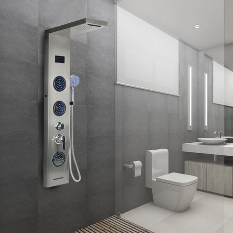 Panneau de Douche avec LCD Écran Ensemble Colonne de Douche avec Jets de Massage Tête de Douche en Pluie et en Cascade (1/5)