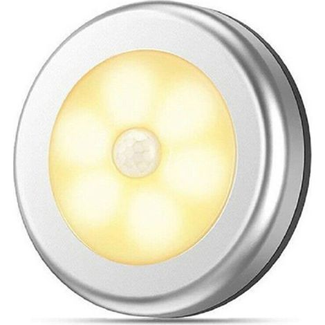 Veilleuse LED argentée à lumière blanc chaud, alimentée par piles - pour couloir, placard et passage (1/5)