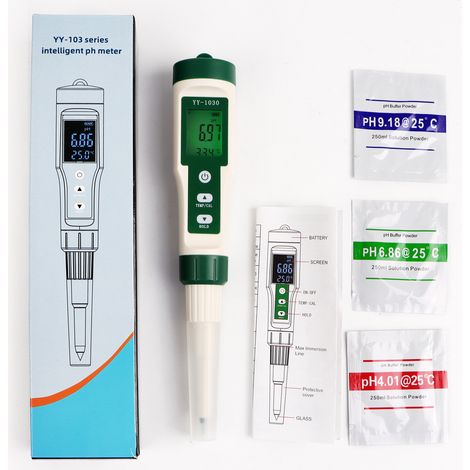 Testeur Qualité Eau 5 en 1 pH/TDS/EC/Sel/Température, Stylo Numérique PPM avec Rétroéclairage pour Hydroponie, Piscine et Filtre à Eau (Modèle YY-1030)-lsw