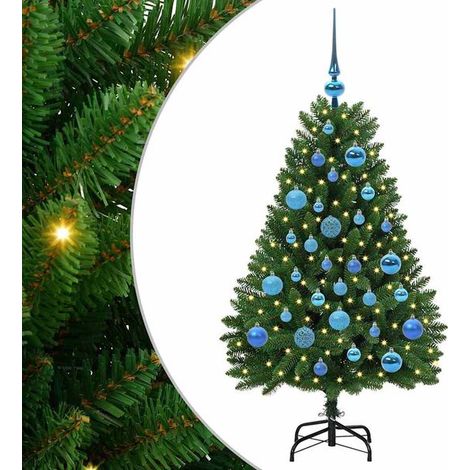 Sapin de Noël artificiel avec 150 lumières LED, vert, 120 cm, en PVC et métal. (1/5)