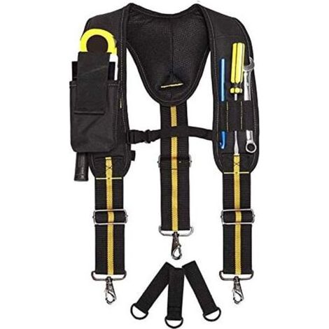 Ceinture de sac à outils, Taille de poche à outils en forme de Y ceinture à outils robuste multi-poches kit de taille d'outil de matériel de suspension de travail d'électricien pour les techniciens (1/4)