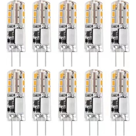Lot de 10 ampoules LED G4 12 V AC/DC, lumière blanche 6000 K, 2 W, 24 LED, intensité variable - WELLNGS