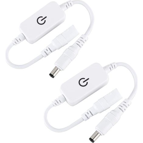 2 Pcs 12-24V 4A contrôleur de luminosité de la lumière de la bande LED à couleur unique Interrupteur marche/arrêt Interrupteur tactile en ligne DC Mini LED Interrupteur tactile (blanche)