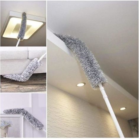 Plumeau Telescopique, Ménage Duster Plumeau, Nettoyage avec Manche Télescopique Extensible pour La Maison (60-179CM) Gris