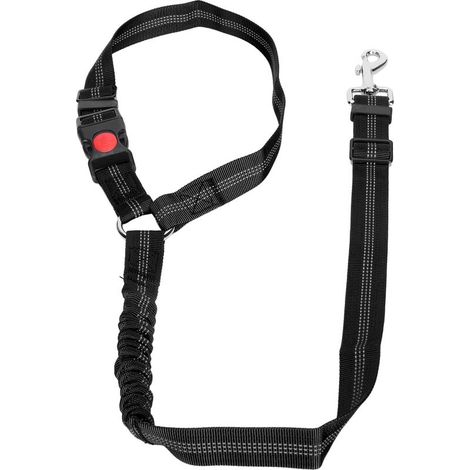 Ceinture de sécurité pour chien avec appui-tête réglable, sangle réfléchissante en nylon noir, pour voiture. (1/5)