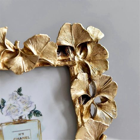 Bilderrahmen aus Kunstharz, dekorativer Bilderrahmen mit Ginkgoblatt-Motiv