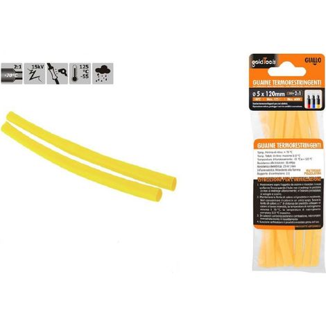 Kaela - Set 10pz Guaine Termorestringenti Termoretrattili Gialle 5x120 Mm Per Cavi 57088 - (1/2)