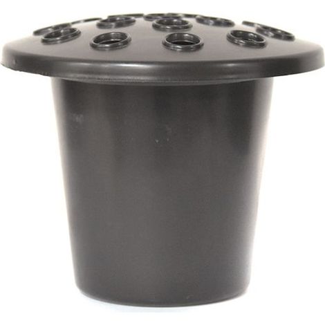 Lot de 2 vases funéraires avec couvercle en plastique - Décoration tombale idéale pour fleurs fraîches ou artificielles - Couvercle noir (1/4)