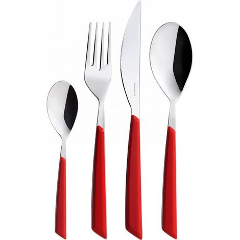 Set posate 24 pezzi in scatola regalo con finestra Grace Rosso Tinta unita Bugatti