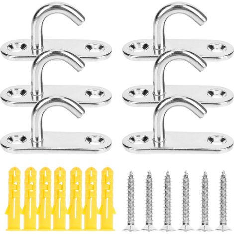 6 crochets à vis - inox - argenté - pour rangement intérieur (1/5)